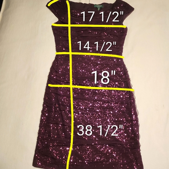 Lauren Ralph Lauren Sequin Dress Off Shoulder Plum 10 - Picture 12 of 12